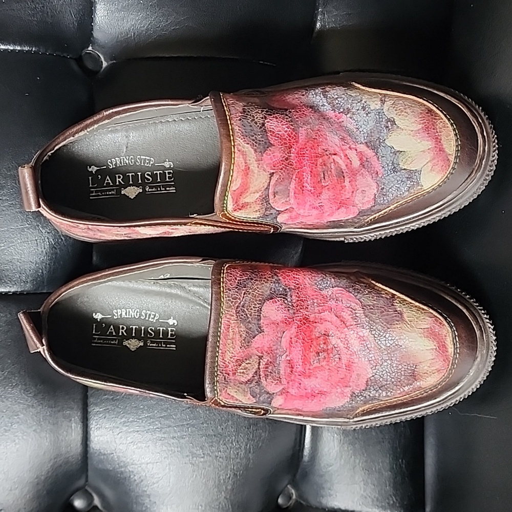L'Artiste Rosea Spring Step Slip on Sneaker Floral Leather EU 40